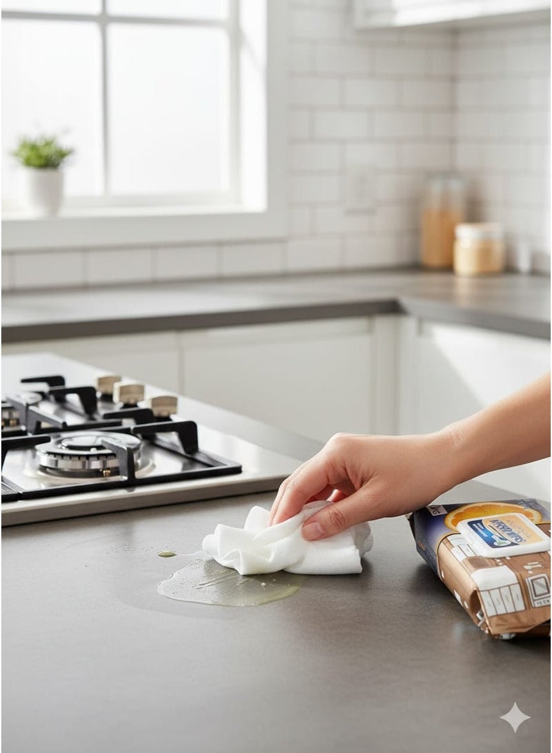 مناديل مبللة لتنظيف المطبخ (80 منديل) - مناديل منزلية مضادة للبكتيريا مع غطاء - Image 2